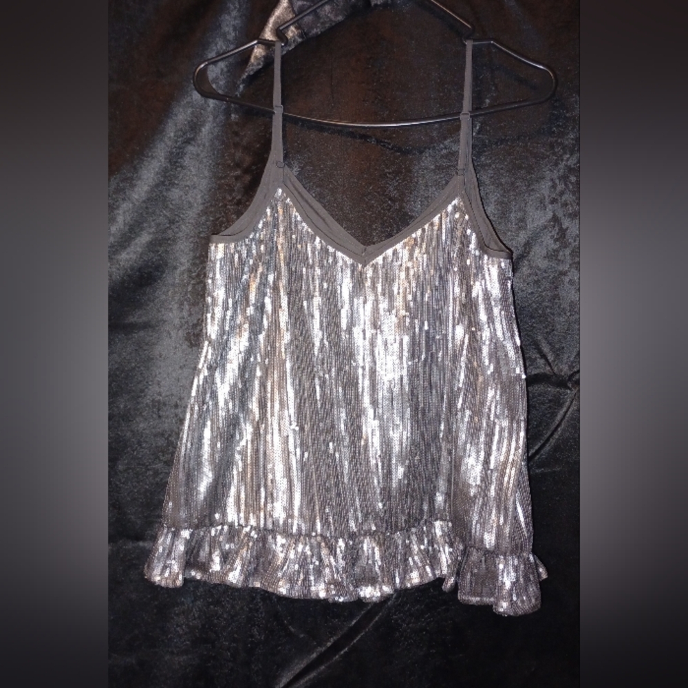 NWT Anthropologie Amelie Beaded Cami Size 6 Silver - Picture 3 of 9